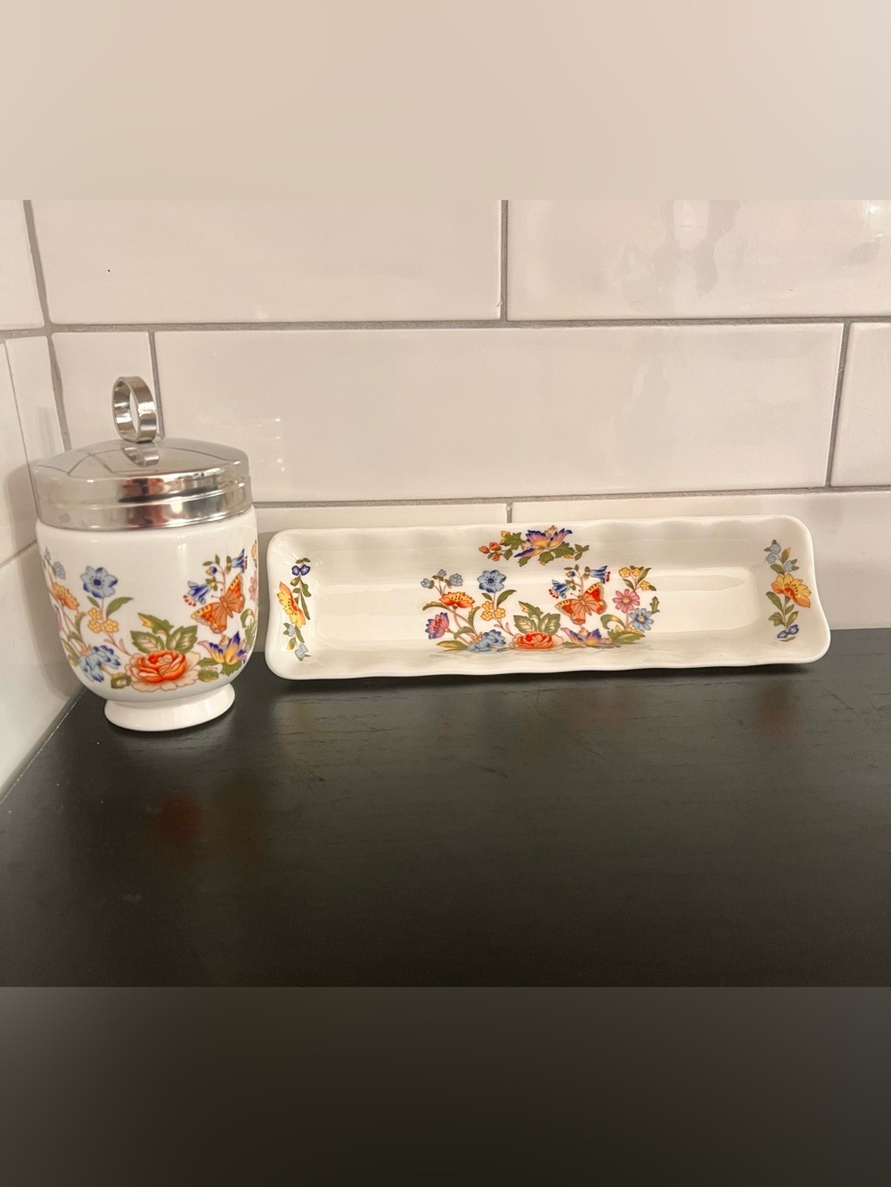 Aynsley Cottage Garden Egg Coddler and Mini Tray